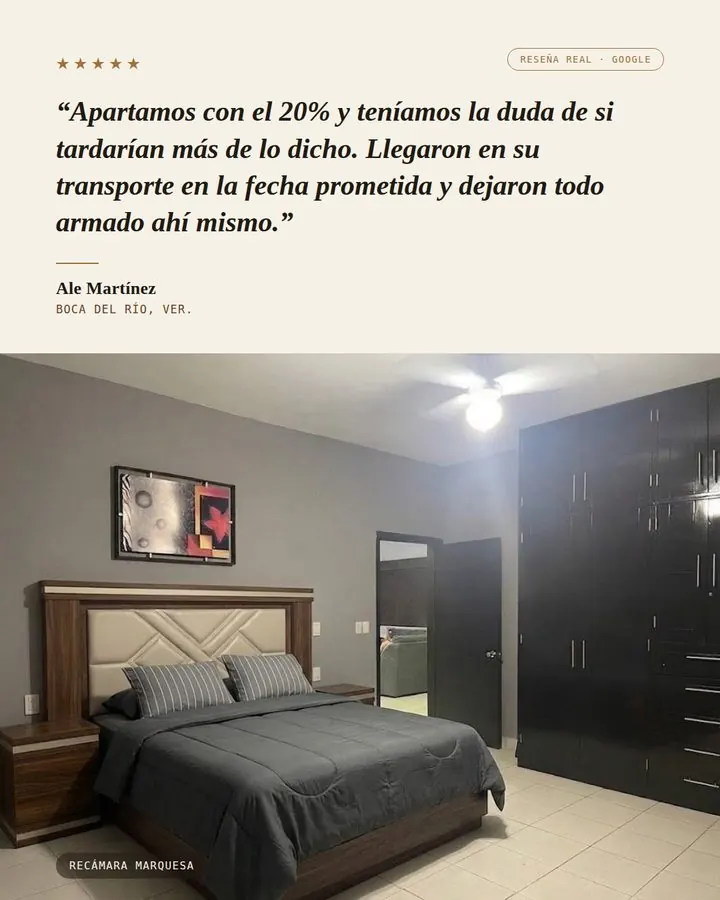 Reseña de clienta Ale Martínez sobre su Recámara Marquesa