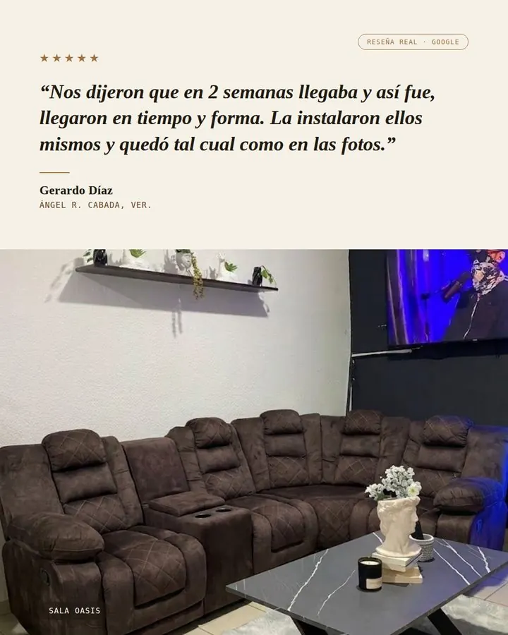 Reseña de cliente Gerardo Díaz sobre su Sala Dinastía